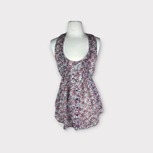 AMERICAN RAG | Floral Wispy Button Tie Sleeveless Top |  Small